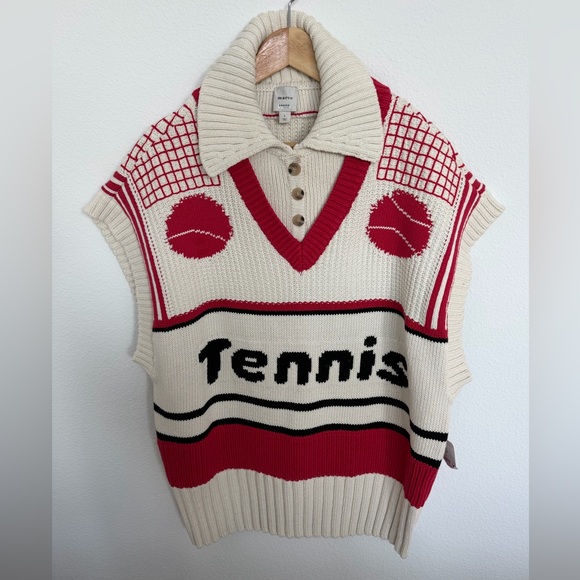 NWT Anthropologie Maeve x NUULY Tennis Twofer Sweater Large Athleisure - Picture 2 of 5